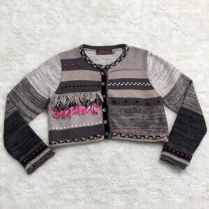 Catimini Toddler Girl Gray Brown Knit Bolero Cardigan Sweater Size 3 Years